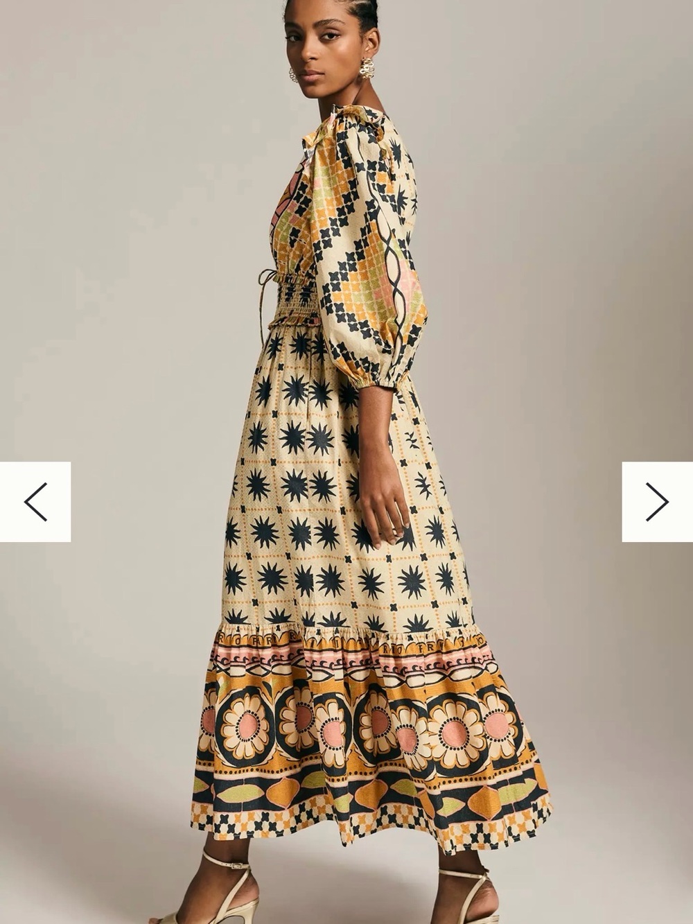 FARM Rio NWT Tropical Sunshine V-Neck Dress Cream Maxi Dress - Picture 4 of 14
